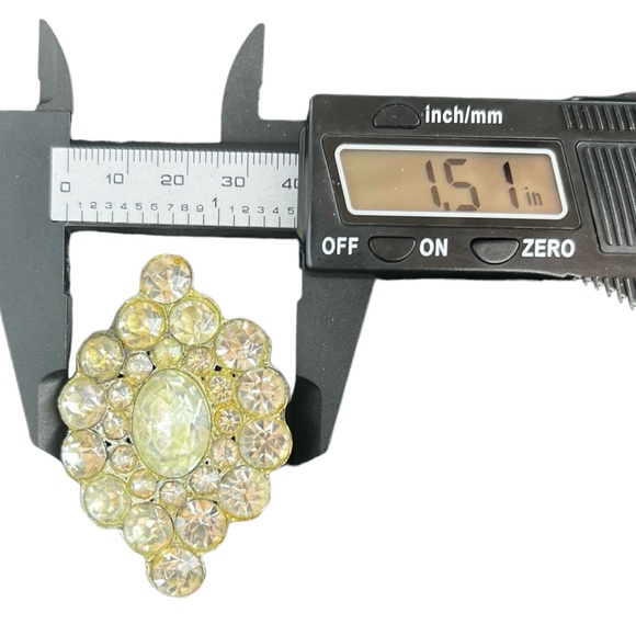 Large Antique Rhinestone Brooch 1930s Pot Metal Diamanté Paste Rhinestone - Picture 3 of 10